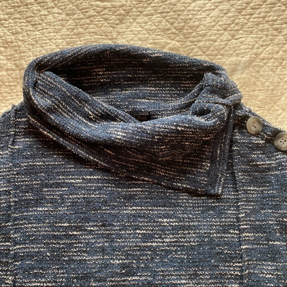 Lee Fold-over High Neck Marbled Navy Sweater - Picture 4 of 10